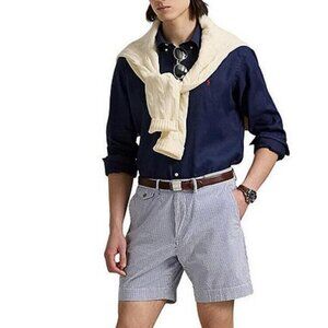Polo Ralph Lauren Men's 9" Striped Classic Fit Shorts Size 52 B Blue / White